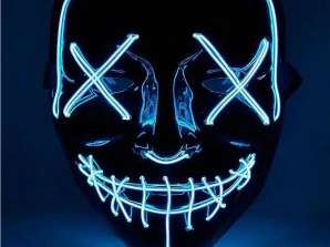 LED Horror Mask μπλε από το Purge for Halloween Carnival &; Carnival ως κοστούμι για άνδρες και γυναίκες μπλε