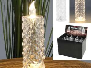 Krištolo LED žvakės skaidrus 12 cm aukščio Elegantiškas apšvietimas jūsų namams