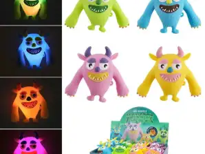 LED Squeeze Monster Set 4 Pieces Luminous approx. 12 cm High