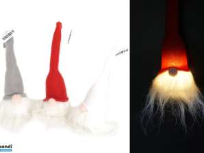 Gnom LED de Crăciun cu barbă strălucitoare 25 cm 3 culori – Confortabil și festiv