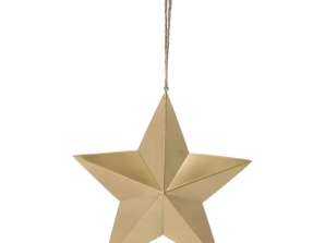 Percha grande con forma de estrella dorada, 20 cm de diámetro, elegante decoración navideña