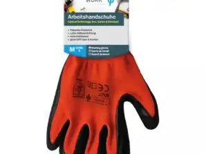 Work gloves red/black made of polyester/latex sizes M XL Robust & grippy