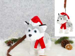 Running Husky Dog Santa med lyd 26cm interaktiv juledekoration
