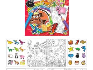 Vicces matrica és kifestőkönyv 10 5 x 14 5 cm – 10 oldalas kreatív játékkönyv gyerekeknek