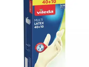 Vileda Multi Latex Disposable Gloves 50 Pack 40 10 Bonus Sizes S/M Elastic Protection