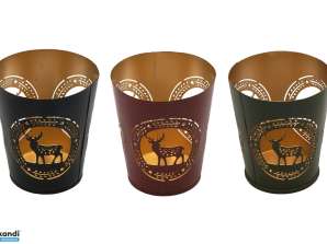 Metallischer Teelichthalter mit Hirschausschnitt  9x8x8cm  in 3 eleganten Farben erhältlich