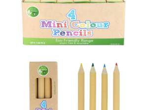 Mini pieštukai 8 5 cm, pagaminti iš medžio, pakuotėje yra 4 skirtingų spalvų, puikiai tinka eskizams