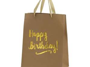 Sac cadeau en papier kraft moyen Happy Birthday 34cm de hauteur - Emballage écologique parfait