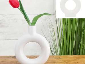 Středně kulatá bílá keramická váza 20cm vysoký moderní design pro dekoraci stolu