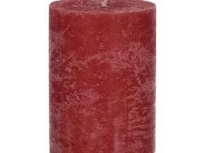 Medium rustikk søylelys i gammel rød 7x10cm stilig innredning