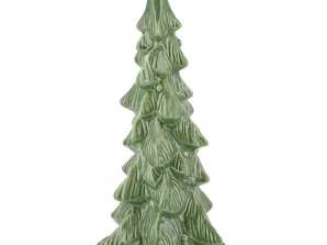 Středně zelená keramická vánoční ozdoba na vánoční stromeček vysoká 26 cm