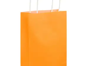 Neoninis oranžinis krepšys su rankenomis 14x21x7 cm Vakarėlio dovanų maišelis Ryškios spalvos