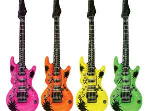 Neonfarget oppblåsbar gitar 95cm 4 varianter festrekvisita