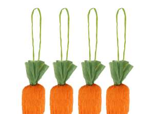 Easter carrots 6 5 cm x 2 cm with green paper rope – decorative carrot decorations