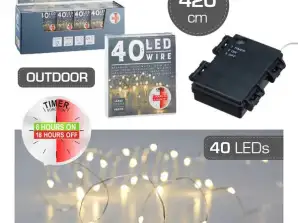 Micro guirlandes lumineuses d’extérieur avec minuterie 40 LED 420cm - Idéal pour une utilisation en extérieur