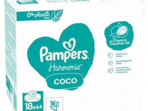Pampers vochtige doekjes Harmony Coco 18 pakjes van 44 hygiënische babydoekjes voor een schone en frisse