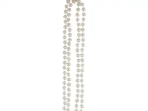 Perlekjede 150cm x 1cm elegant halskjede med hvite perler