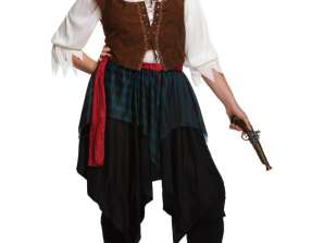 Plus Size kvinders piratkostume Caribien: Autentisk piratforklædning for voksne