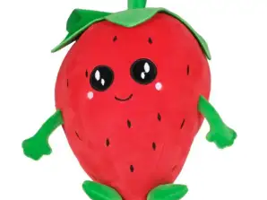Plush strawberry with face named 