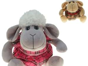 Plush sheep with checked dress 20 cm
