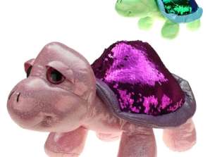 Plush turtle with shiny sequins 