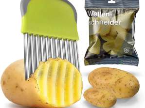 Premium Shaft Slicer Vegetable Slicer for Potatoes Stainless Steel French Fries Scalloped Knife & Ripple Knife & Flute Knife