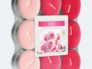 Rose scented tea lights 18-pack in practical block packaging – ideal for a romantic atmosphere