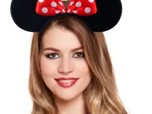 Bentiță Red Mouse Ears cu fundă, accesorii drăguțe pentru petrecere pentru costume și deghizări