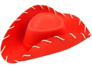 Cappello da cowboy rosso Eva per adulti – Accessori per costumi western leggeri