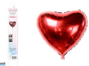 Piros szívfóliás ballon utántöltő csomag bottal a kijelzőhöz 46cm