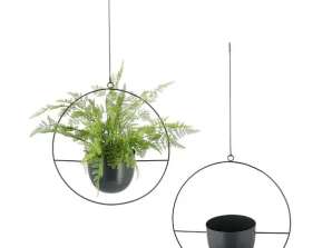 Round Hanging Planter Anthracite approx. 65cm Height – Stylish Planter | Modern hanging basket