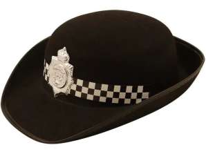 Yetişkinler için Siyah Keçe Polis Kadın Şapkası | Klasik polis şapkası