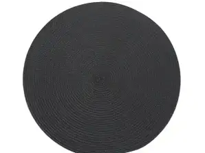 Black Round Placemat Made of PP Modern Table Decor approx. 38cm diameter