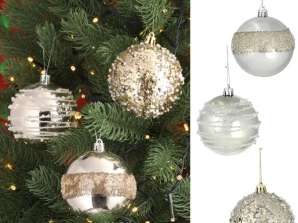 Kerstornamenten Goud/Zilver Set van 3 ca. 8cm diameter Feestelijke Kerstdecoratie