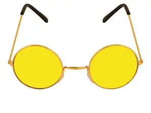 Sonnenbrille für Erwachsene mit gelben Gläsern und goldenem Rahmen