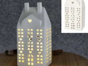 Radiant House in White Heart Shape M approx. 22cmH Spread warmth and love with LED design