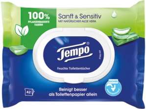 Tempo Wet Toilet Paper Gentle & Sensitive Hypoallergenic Flushable 42 Count