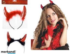 Devil horns pannebånd sett med 2 forskjellige typer ideelt for Halloween og kostymefester