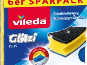 Vileda Glitzi Plus Pot Cleaner 6-pakke effektiv og holdbar for husholdningsrengjøring