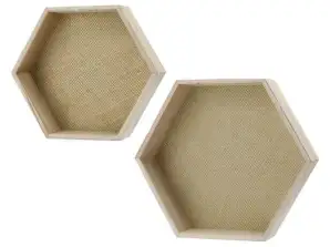 Wall shelf Hexagon set of 2 approx. 38x33 cm – Modern Geometric Shelf | Stylish honeycomb shelves
