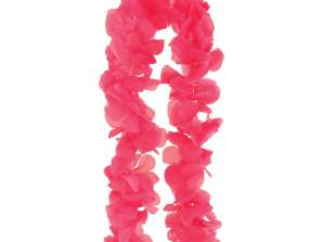 Warm pink Hula Lei 100 cm with 9 cm petals – Hawaii party supplies