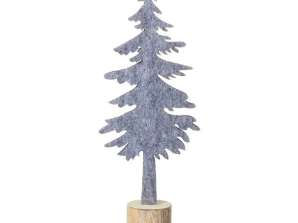 Árbol de Navidad de fieltro navideño en tronco de madera Decoración de mesa festiva de 23 cm