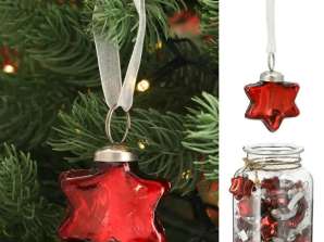 Christmas Tree Decoration Star Red Approx. 7cmH Festive Tree Decoration for Holiday Mood
