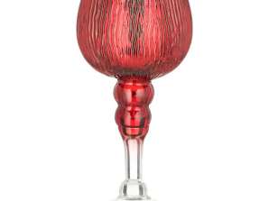 Lantern on Foot Red Grooves M approx. 25cmH – Decorative lantern for indoors and outdoors