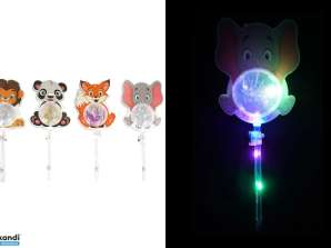Magical animal rattle with 6 colorful LEDs 3 light modes 30cm in 4 designs