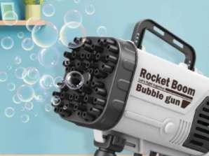 Bubble gun with 69 holes and colored LED lights BUBBLEPUFF black