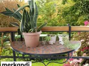 Stolik balkonowy GreenYard® półokrągły 76 x 38 cm Ceramiczny stół wiszący z mozaiką, 77 elem.
