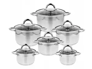 2152 12-Piece Stainless Steel Cookware Set - Ergonomic Handles