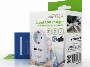 EnerGenie 2 Bağlantı Noktalı USB Şarj Cihazı Beyaz EG-ACU2-02