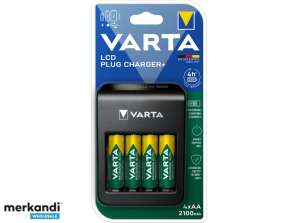 Uniwersalna ładowarka akumulatorów Varta, ładowarka z wtyczką LCD wraz z bateriami, 4x Mignon, AA